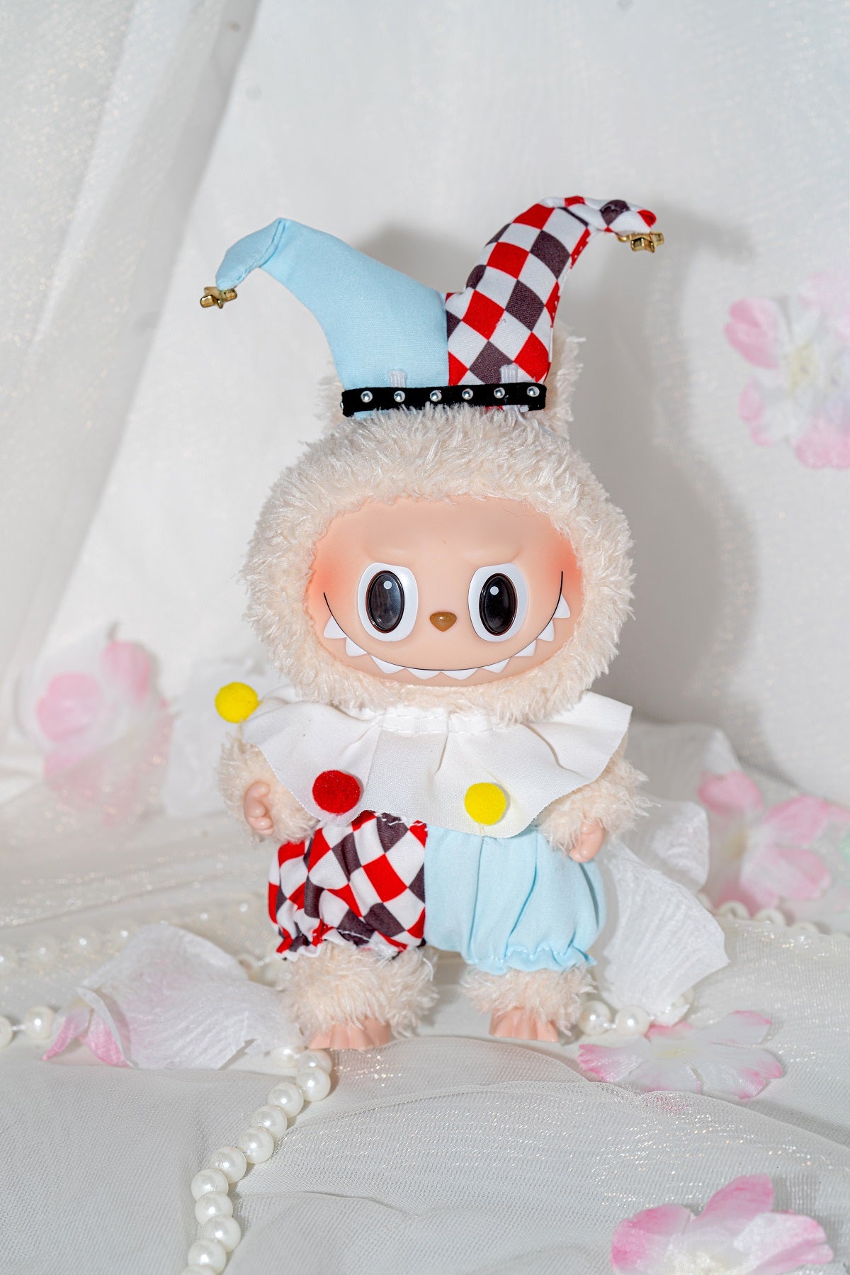 Colorful Circus Clown Outfit for 17 cm LBB Standard Plush Dolls – Dress-Up Set