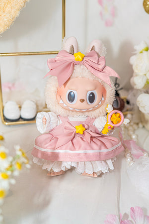 Magical Girl Madoka Inspired Pink Dress for 17 cm LBB Standard Plush Dolls